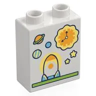 Duplo Brick 1 x 2 x 2 with Bottom Tube, Rocket Ship, Sun, Planets Print