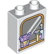 Duplo Brick 1 x 2 x 2 with Bottom Tube, Mirror, Toothbrush, Duplo Elephant Print