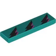 Tile 1 x 4 with Black/Lavender Lightning Bolts print