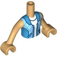 Minidoll Torso Girl with Warm Tan Arms and Hands with Dark Azure/Bright Light Blue Jacket, White Shirt print