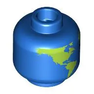 Minifig Head, Globe, Bright Green Land print