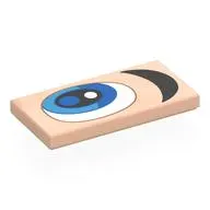 Tile 2 x 4 with White/Blue Eye, Black Eyebrow, Left print