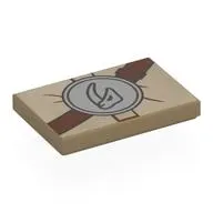 Tile 2 x 3 with Reddish Brown Strap, Medallion with Mudhorn Skull Symbol print