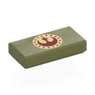 Tile 1 x 2 with Tan/Dark Red New Republic Logo print