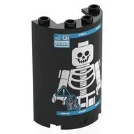 Cylinder Half 2 x 4 x 5 with 1 x 2 cutout with Medical X-Ray Screen, Minifig Skeleton print