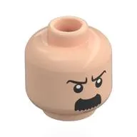 Minifig Head Thompson, Black Eyebrows, Thick Moustache Rounded, Angry / Smile, Closed Eyes
