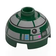 Brick Round 2 x 2 Dome Top, Vented Stud with Light Bluish Grey Astromech Droid Print