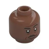 Minifig Head Moff Gideon, Black Eyebrows, Moustache, Wrinkles, Neutral / Angry