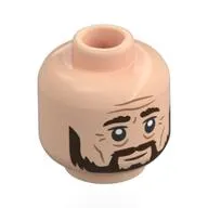 Minifig Head Sirius Black, Dark Brown Eyebrows, Beard, Wrinkles, Neutral / Light Aqua Face, Black Bears, Bubbles