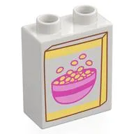Duplo Brick 1 x 2 x 2 with Bottom Tube with Box of Cereal Print