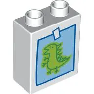 Duplo Brick 1 x 2 x 2 with Bottom Tube with Childs Drawing of a Dinosaur Print