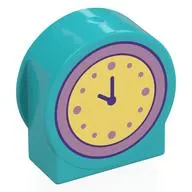 Duplo Brick 1 x 3 x 2 Round Top, Cut Away Sides with Bright Light Yellow Clock Print