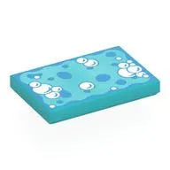 Tile 2 x 3 with Bright Light Blue Sponge, Bubbles print