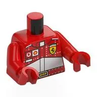 Torso Racing Suit, White Panels, Vodaphone, Shell, and Ferrari Logos Print, Red Arms and Hands