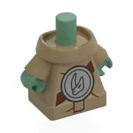 Minifig Body, Grogu with Silver Shield, Reddish Brown Strap print