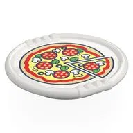 Duplo Disk with Bright Light Yellow Pizza, Salami, Mushroom, Olives, Broccoli print