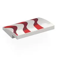 Brick Curved 4 x 3 x 2/3 No Studs with Red/Dark Red Wavy Flag Stripes print