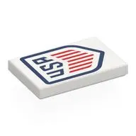 Tile 2 x 3 with Dark Blue Shield, 'USA', Red Stripes print