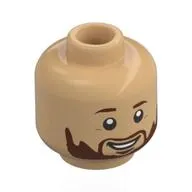 Minifig Head Lionel Messi, Reddish Brown Eyebrows, beard, Smiling