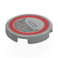 Tile Round 2 x 2 with Red Circle, Space Ship Greebling print