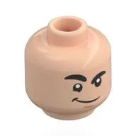 Minifig Head Loki, Black Eyebrows, Lopsided Smile, Raised Eyebrow / Big Smile, Teeth
