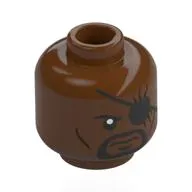 Minifig Head Nick Fury, Black Eyepatch, Moustache, Beard, Cheek Lines
