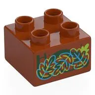 Duplo Brick 2 x 2 with Red, Blue, Lime Leaves, Hidden Picture print