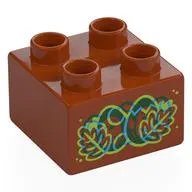Duplo Brick 2 x 2 with Red, Blue, Lime Leaves, Eggs print