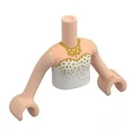 Minidoll Torso Girl with Light Nougat Arms and Hands with White Dress, Gold Decorations, Necklace print