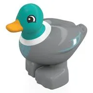 Duplo Animal Duck with Dark Turquoise Head, White Neck, Bright Light Orange Beak print