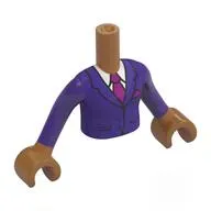 Minidoll Torso Girl with Medium Nougat Arms and Hands with Dark Purple Jacket, White Shirt, Magenta Tie print