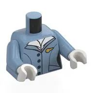 Torso, Air Hostess Uniform, White Shirt, Gold Insignias print, Sand Blue Arms, White Hands
