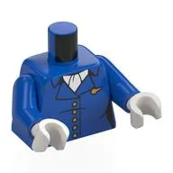 Torso, Air Hostess Uniform, White Collar, Gold Insignias print, Blue Arms, White Hands