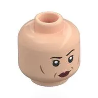 Minifig Head Colonel Ward, Dark Brown Eyebrows, Dark Red Lips, Cheek Lines, Smirk / Annoyed