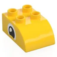 Duplo Brick 2 x 3 with Curved Top with Squinting Eye print