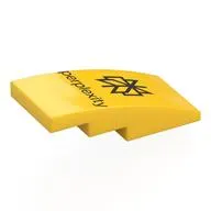 Brick Curved 4 x 2 No Studs with Black Logo, 'perplexity' print