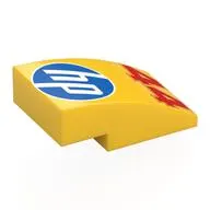 Brick Curved 3 x 2 No Studs with White/Blue 'hp' Logo, Red '44' print