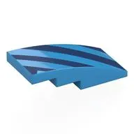 Brick Curved 4 x 2 No Studs with Dark Blue Stripes print