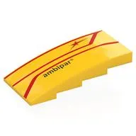 Brick Curved 4 x 8 x 1 2/3 No Studs with Red Lines, Black 'ambipar' print