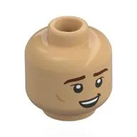 Minifig Head Oscar Piastri, Reddish Brown Eyebrows, Open Mouth