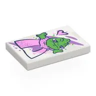 Tile 2 x 3 with Chameleon (Pascal) in Pink/Lavender Dress print