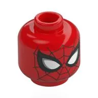 Minifig Head Spider-Man, Black/White Eyes, Silver Eyeshadow, Black Webbing