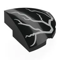 Brick Round Corner, Curved 3 x 3 x 1 Quarter Circle with Silver Lightning print