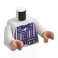 Torso, Dark Purple Striped Dapper Dan Jacket, Dark Purple Bow Tie print, White Arms, Nougat Hands