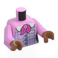 Torso, Medium Blue/Dark Pink Plaid Shirt, White Collar, Dark Pink Scarf, White Name Badge print, Bright Pink Arms, Sienna Brown Hands