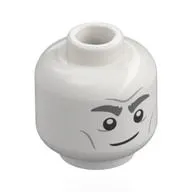 Minifig Head The Bloody Baron, Thick Dark Bluish Grey Eyebrows, Cheek Lines, Lopsided Smile / Lopsided Frown