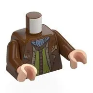 Torso, Coat, Olive Green Short, Sand Blue Ascot print, Reddish Brown Arms, Light Nougat Hands