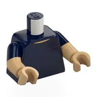 Torso, Dual Molded Arms with Shirt, Pocket, Medium Azure Kangaroo print, Dark Blue Sleeves Pattern, Warm Tan Arms and Hands