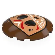 Brick Round Curved 6 x 6 x 1 with Nougat Kakamora Face, White Mouth, Red/White Markings print