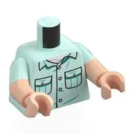 Torso, Dual Molded Arms with Shirt, Pockets, Jurassic Park Logo on Back and Shoulder print, Light Aqua Sleeves Pattern, Light Nougat Arms and Hands